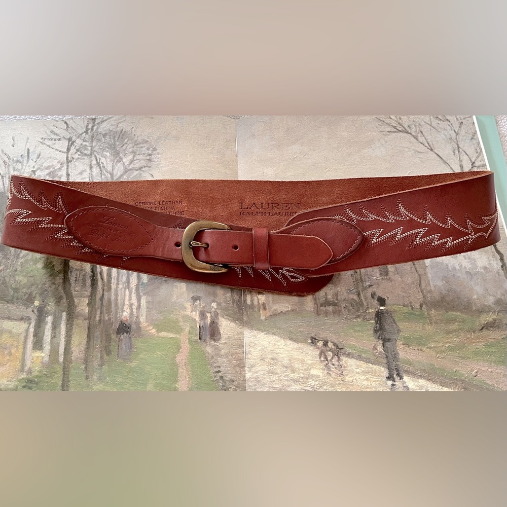 Ralph Lauren Leather Western Wide Belt